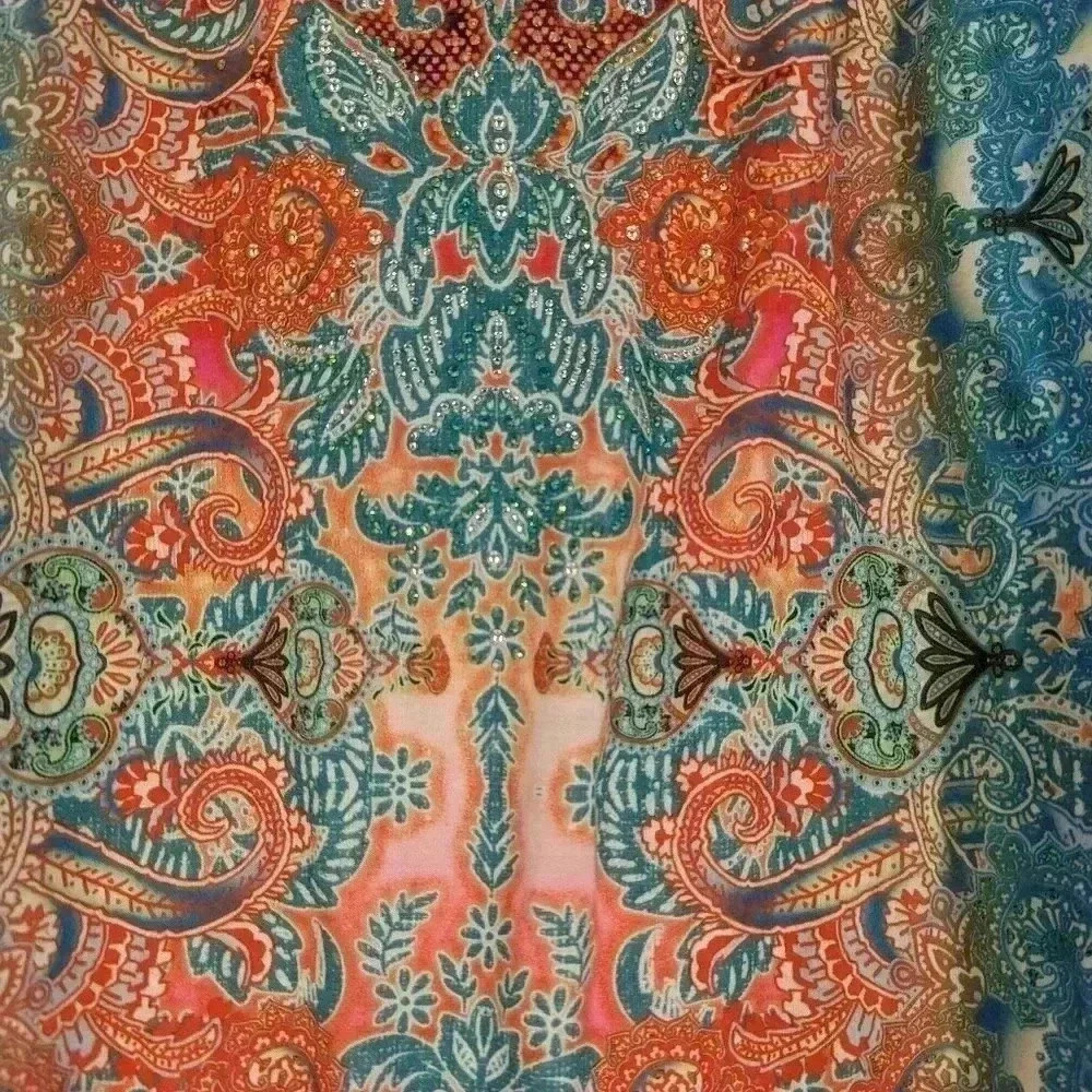 Closet Full  Size XXL Blouse Shirt Top Embellished Sharkbite hem - Picture 2 of 12